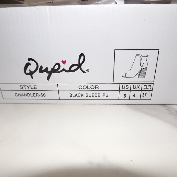 Qupid Chandler-56 Black Peep-Toe Block Heel Booties – NWOT - Picture 2 of 10